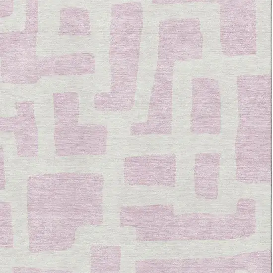 Pink And Ivory Abstract Geometric Washable Area Rug With UV Protection Photo 3