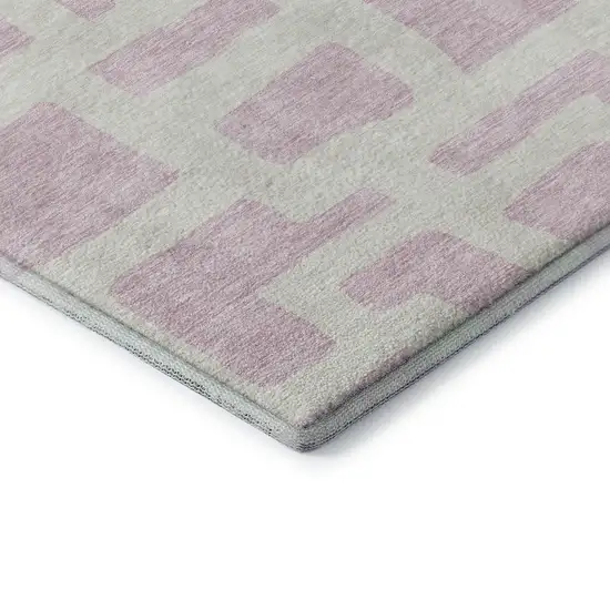 Pink And Ivory Abstract Geometric Washable Area Rug With UV Protection Photo 8