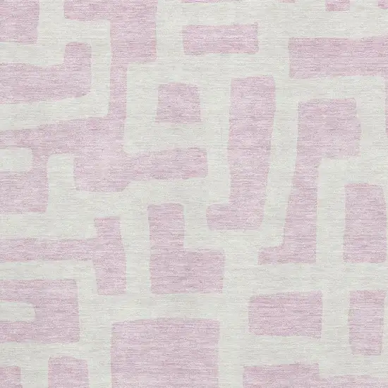 Pink And Ivory Abstract Geometric Washable Area Rug With UV Protection Photo 3