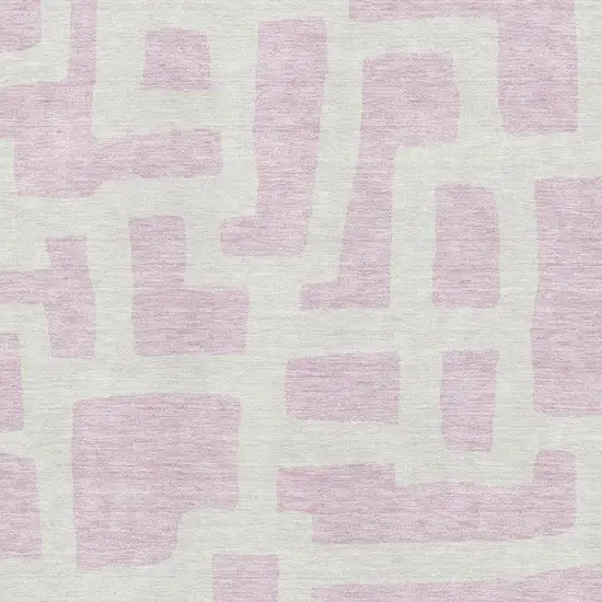 Pink And Ivory Abstract Geometric Washable Area Rug With UV Protection Photo 3