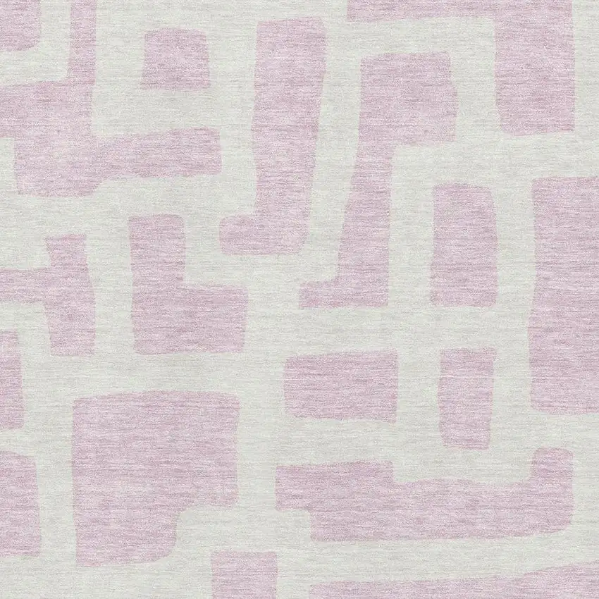 Pink And Ivory Abstract Geometric Washable Area Rug With UV Protection Photo 3