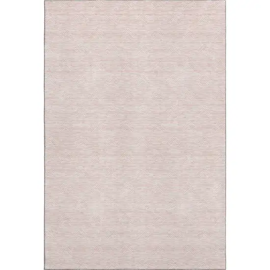Pink And Ivory Abstract Geometric Washable Area Rug With UV Protection Photo 6