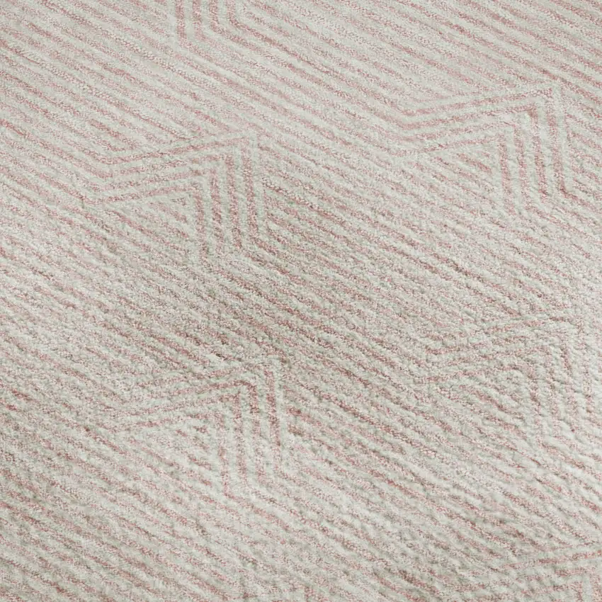Pink And Ivory Abstract Geometric Washable Area Rug With UV Protection Photo 3