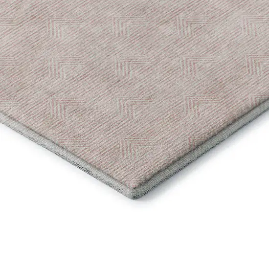 Pink And Ivory Abstract Geometric Washable Area Rug With UV Protection Photo 8