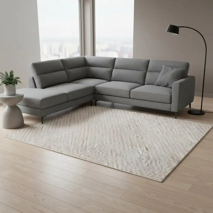 Pink And Ivory Abstract Geometric Washable Area Rug With UV Protection Photo 2