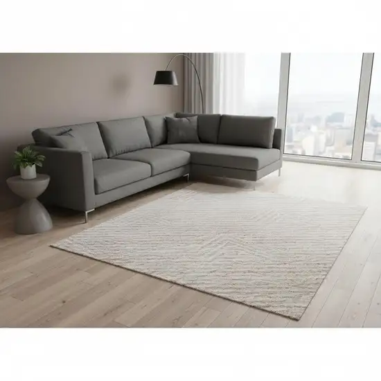 Pink And Ivory Abstract Geometric Washable Area Rug With UV Protection Photo 2