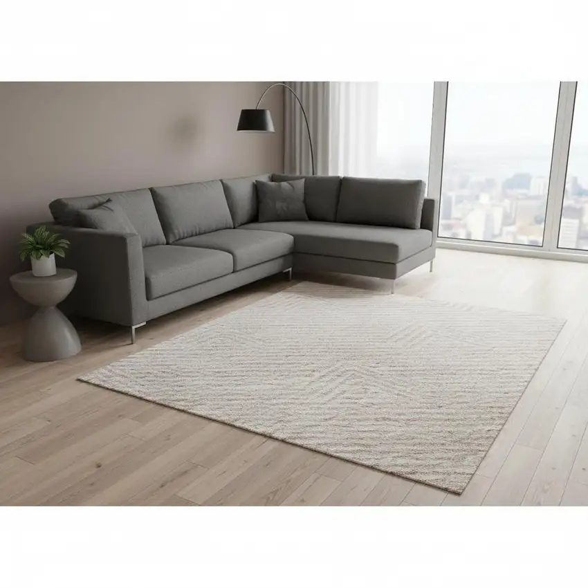 Pink And Ivory Abstract Geometric Washable Area Rug With UV Protection Photo 2