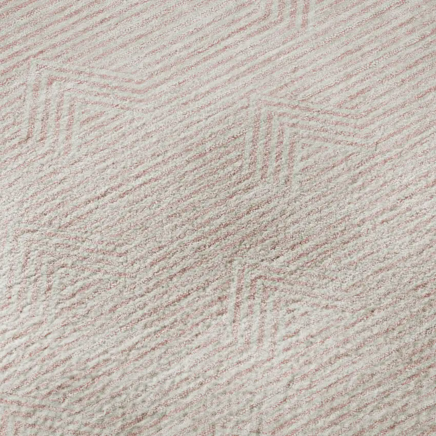 Pink And Ivory Abstract Geometric Washable Area Rug With UV Protection Photo 1