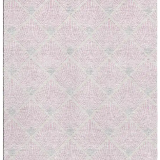 Pink And Ivory Abstract Geometric Washable Area Rug With UV Protection Photo 4