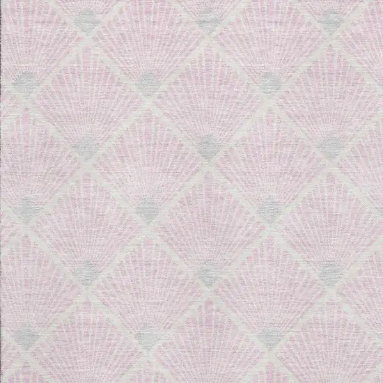 Pink And Ivory Abstract Geometric Washable Area Rug With UV Protection Photo 3