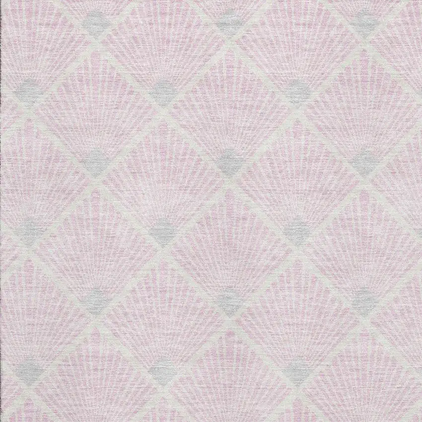 Pink And Ivory Abstract Geometric Washable Area Rug With UV Protection Photo 3