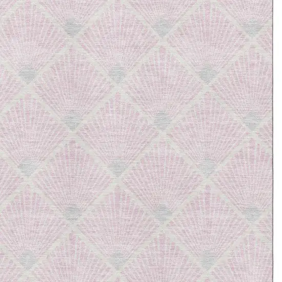 Pink And Ivory Abstract Geometric Washable Area Rug With UV Protection Photo 3
