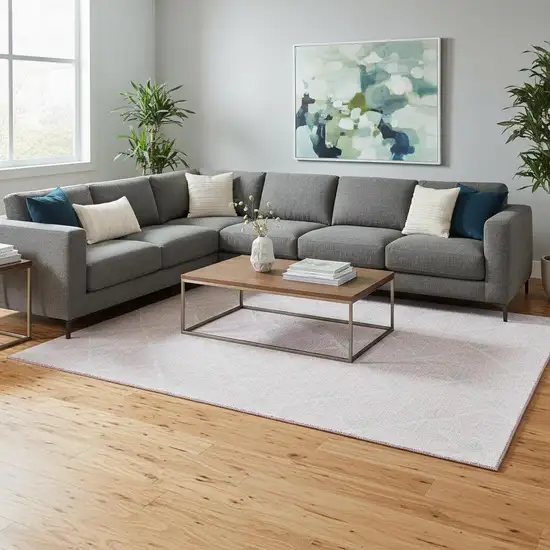 Pink And Ivory Abstract Geometric Washable Area Rug With UV Protection Photo 2