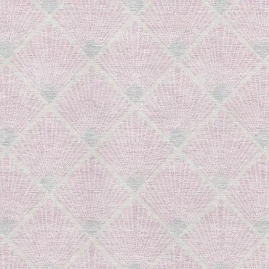 Pink And Ivory Abstract Geometric Washable Area Rug With UV Protection Photo 3