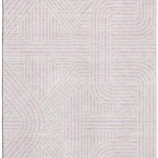Pink And Ivory Abstract Geometric Washable Area Rug With UV Protection Photo 2
