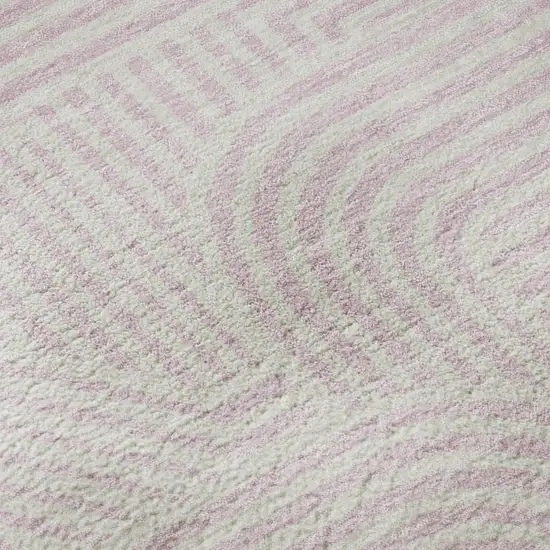 Pink And Ivory Abstract Geometric Washable Area Rug With UV Protection Photo 9