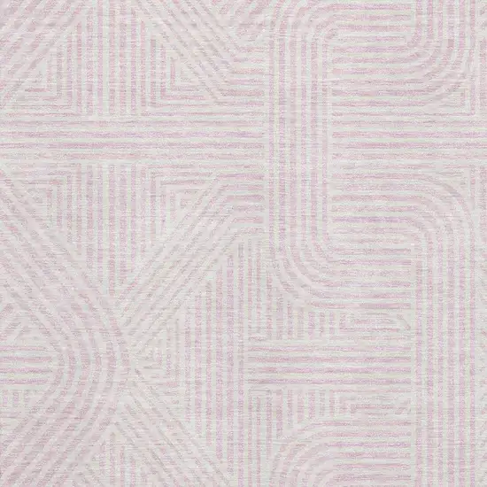 Pink And Ivory Abstract Geometric Washable Area Rug With UV Protection Photo 2
