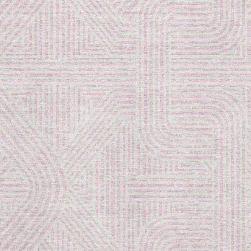 Pink And Ivory Abstract Geometric Washable Area Rug With UV Protection Photo 2