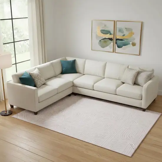 Pink And Ivory Abstract Geometric Washable Area Rug With UV Protection Photo 1