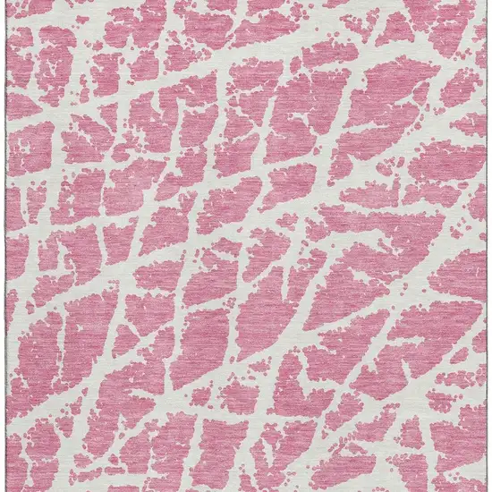 Pink And Ivory Abstract Washable Area Rug With UV Protection Photo 4