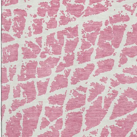 Pink And Ivory Abstract Washable Area Rug With UV Protection Photo 3