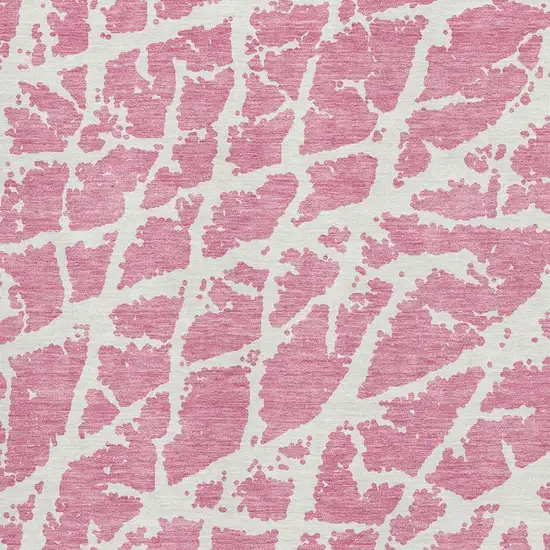 Pink And Ivory Abstract Washable Area Rug With UV Protection Photo 3