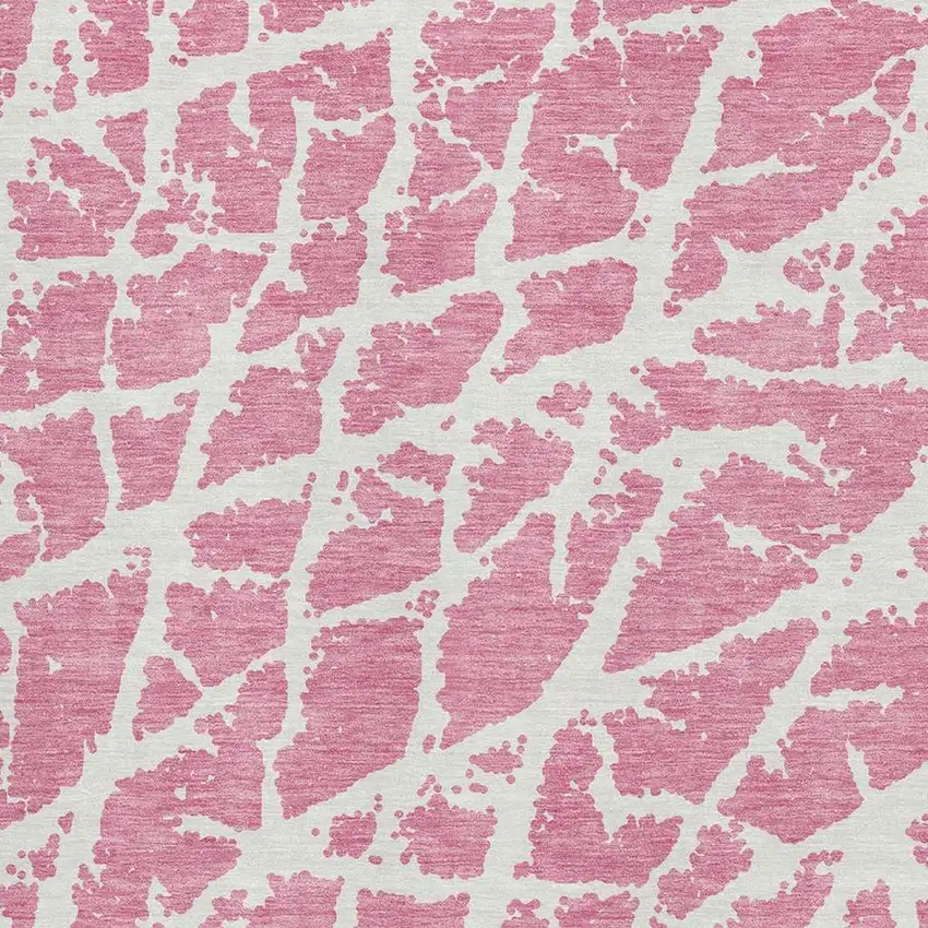 Pink And Ivory Abstract Washable Area Rug With UV Protection Photo 3