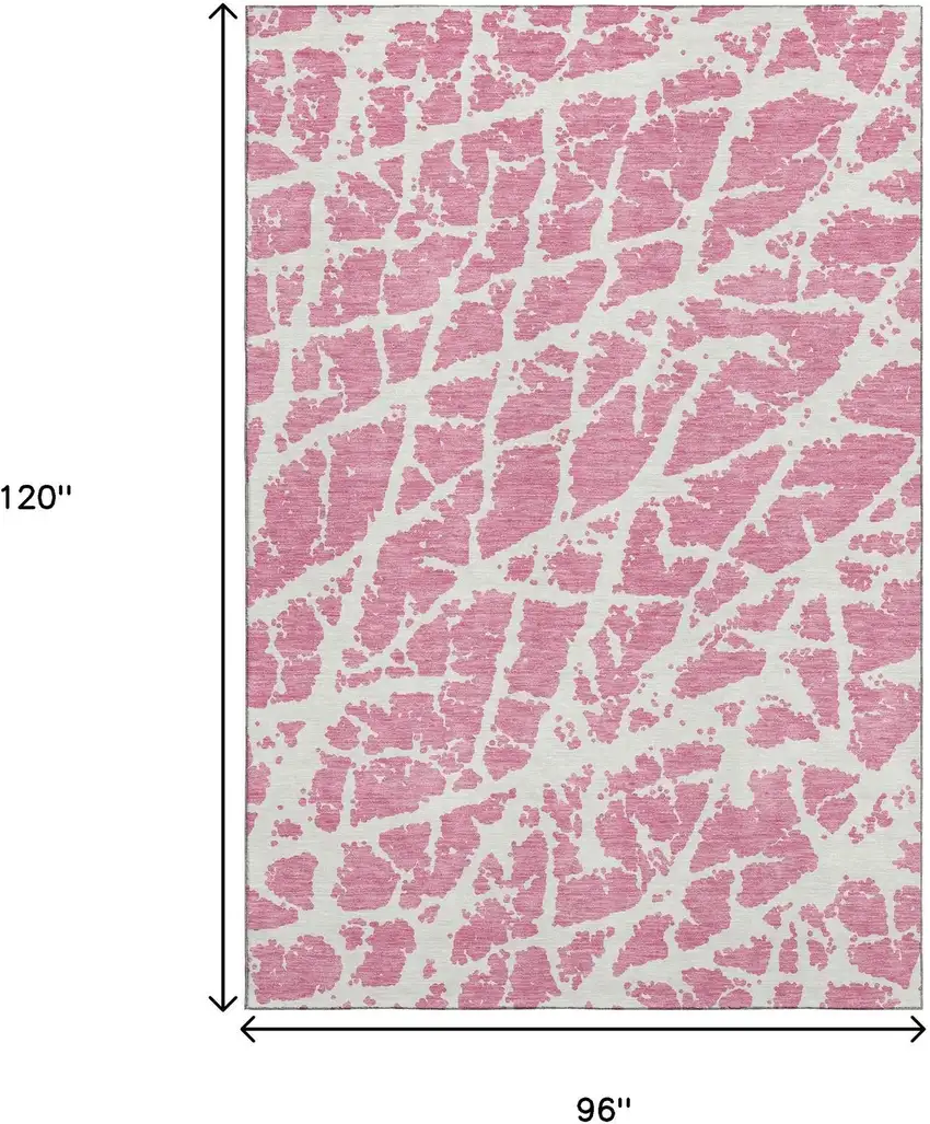 Pink And Ivory Abstract Washable Area Rug With UV Protection Photo 3