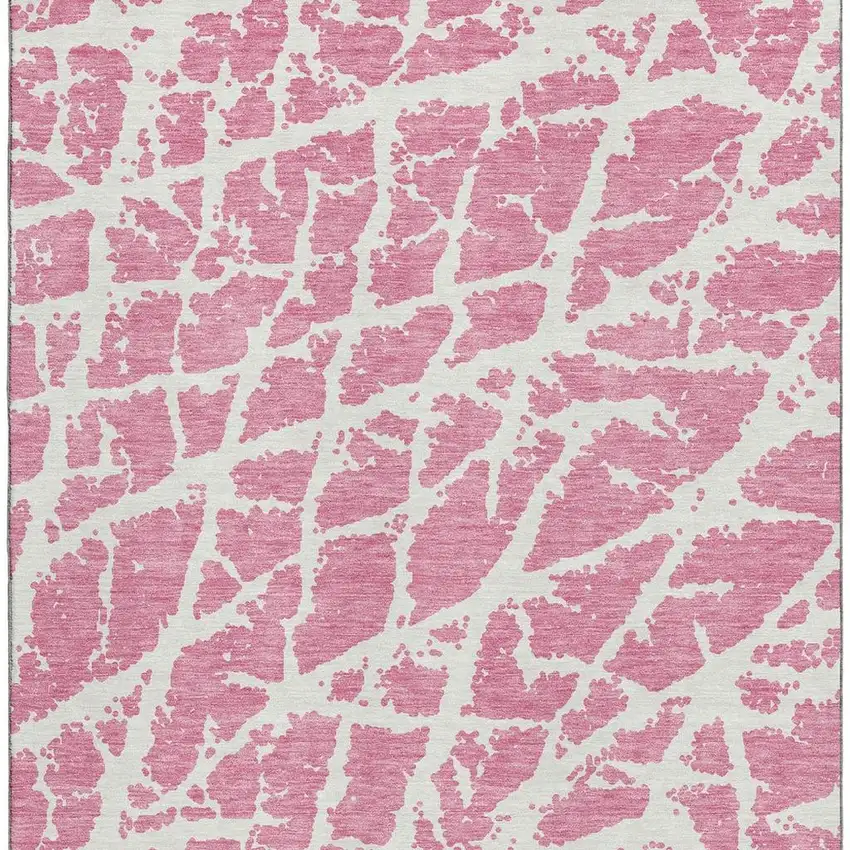 Pink And Ivory Abstract Washable Area Rug With UV Protection Photo 4