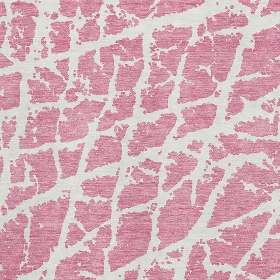 Pink And Ivory Abstract Washable Area Rug With UV Protection Photo 3
