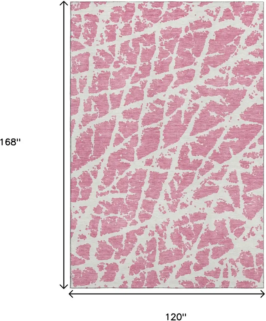 Pink And Ivory Abstract Washable Area Rug With UV Protection Photo 3