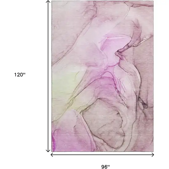 Pink And Ivory Abstract Washable Area Rug With UV Protection Photo 6
