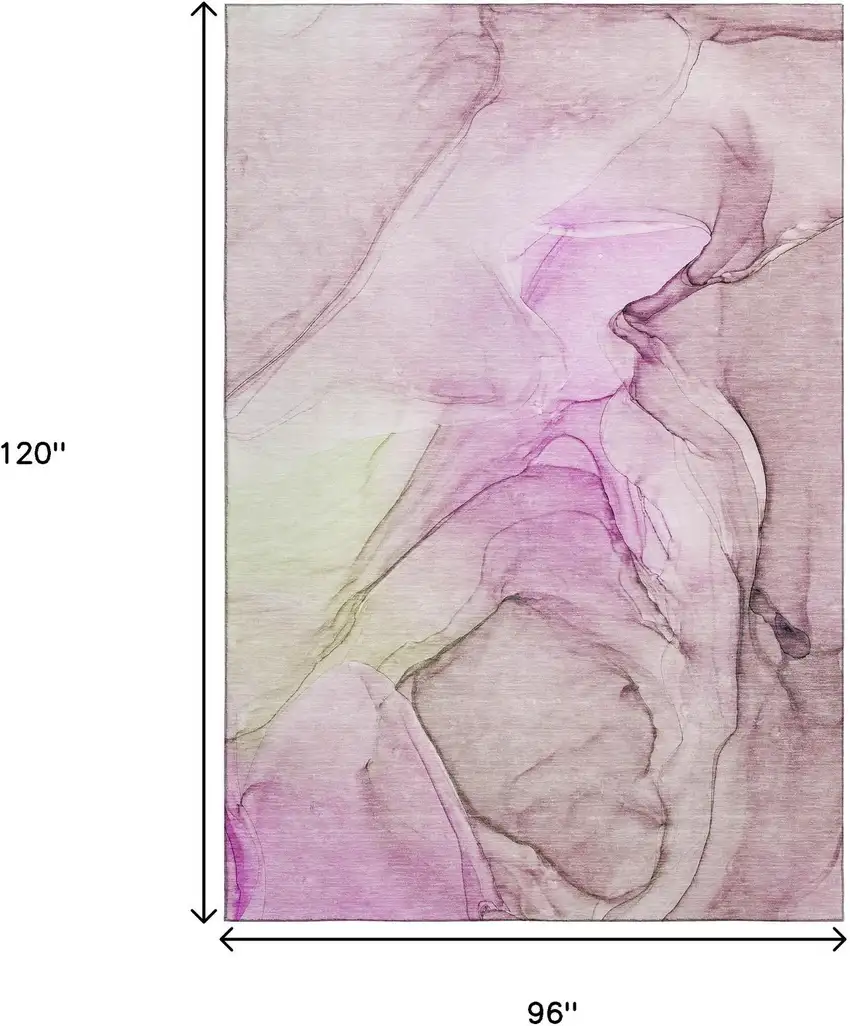 Pink And Ivory Abstract Washable Area Rug With UV Protection Photo 6
