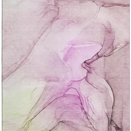 Pink And Ivory Abstract Washable Area Rug With UV Protection Photo 8