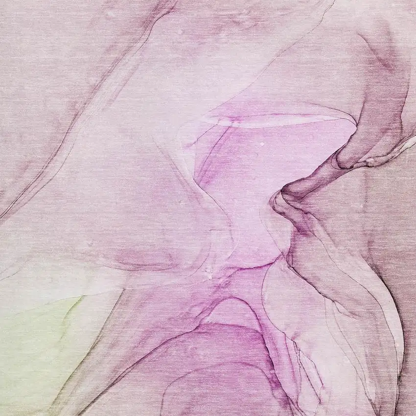 Pink And Ivory Abstract Washable Area Rug With UV Protection Photo 3