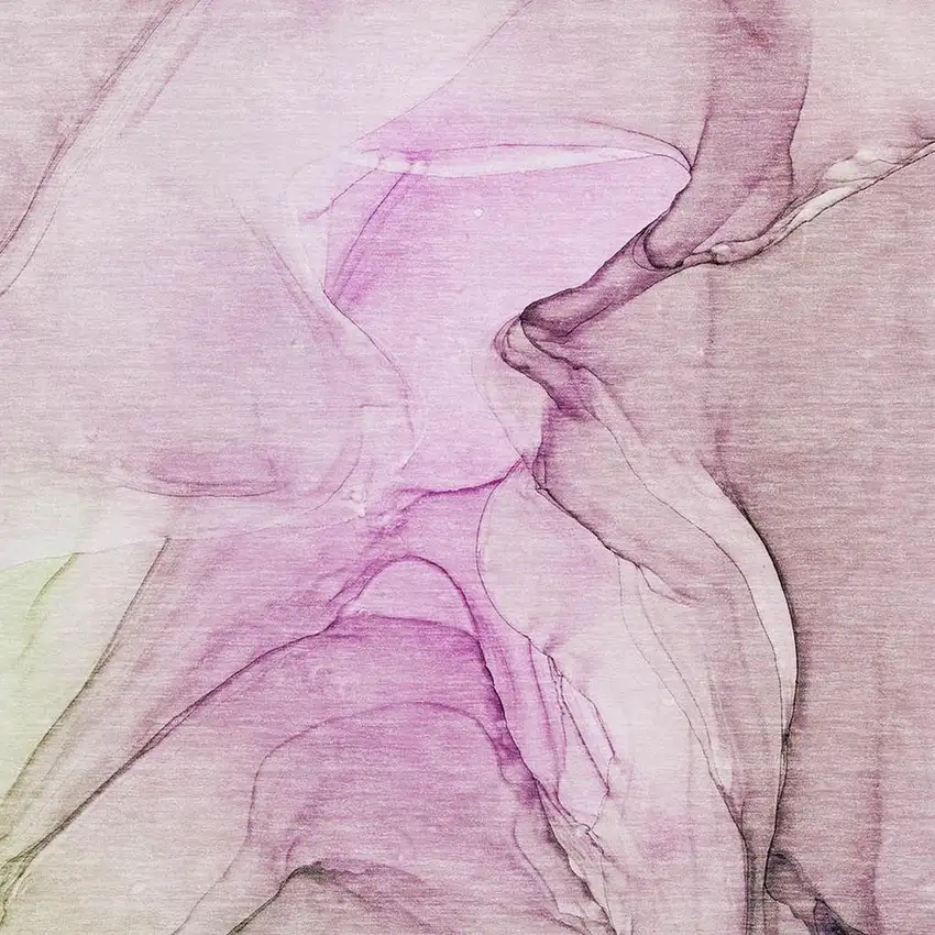 Pink And Ivory Abstract Washable Area Rug With UV Protection Photo 3