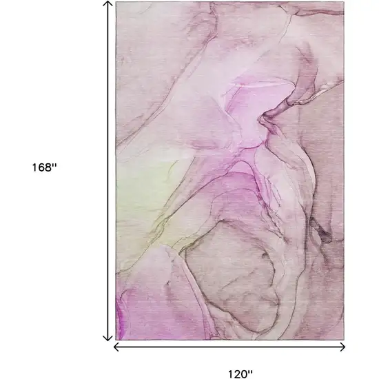 Pink And Ivory Abstract Washable Area Rug With UV Protection Photo 7