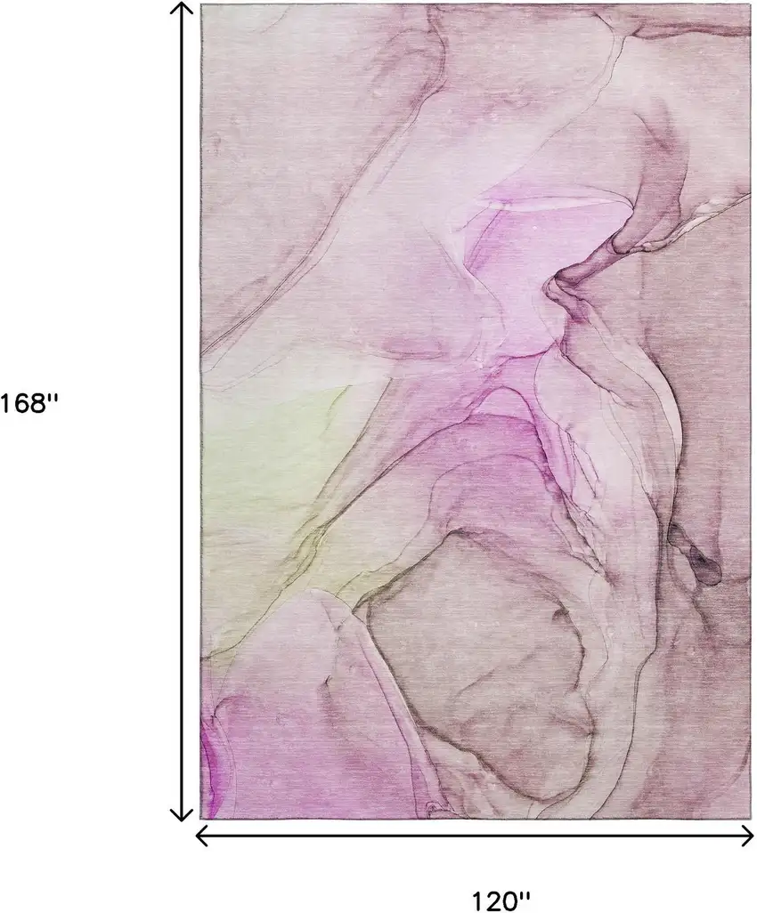Pink And Ivory Abstract Washable Area Rug With UV Protection Photo 7