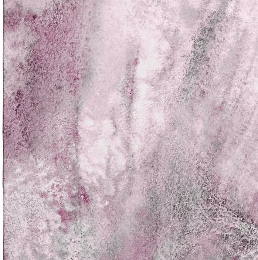 Pink And Ivory Abstract Washable Area Rug With UV Protection Photo 4