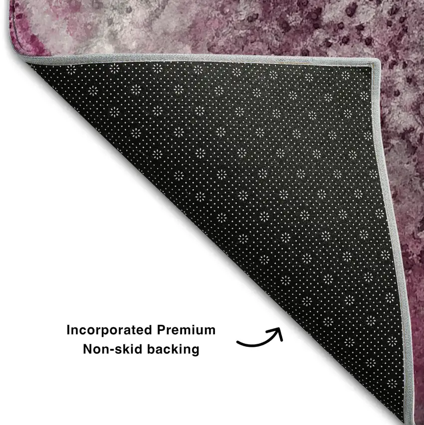 Pink And Ivory Abstract Washable Area Rug With UV Protection Photo 7