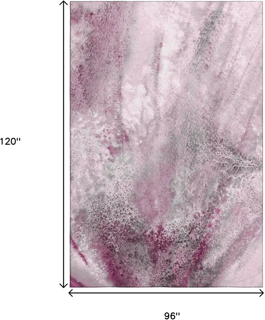 Pink And Ivory Abstract Washable Area Rug With UV Protection Photo 3