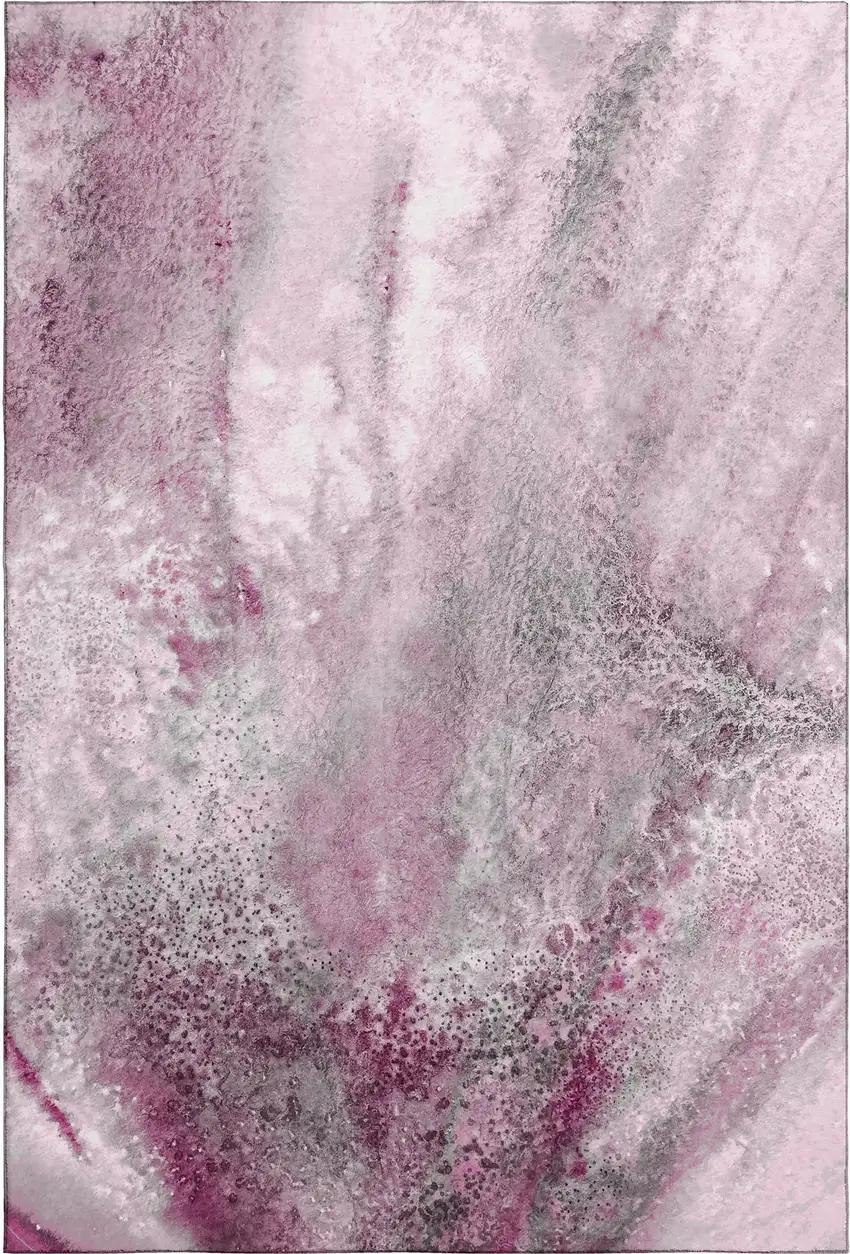 Pink And Ivory Abstract Washable Area Rug With UV Protection Photo 1