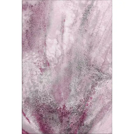 Pink And Ivory Abstract Washable Area Rug With UV Protection Photo 1