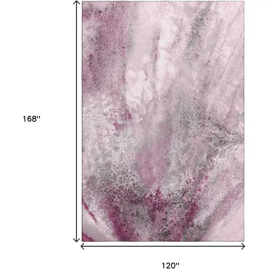 Pink And Ivory Abstract Washable Area Rug With UV Protection Photo 7