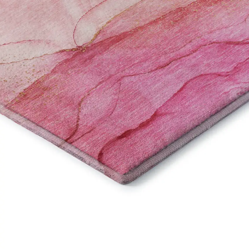 Pink And Ivory Abstract Washable Area Rug With UV Protection Photo 7