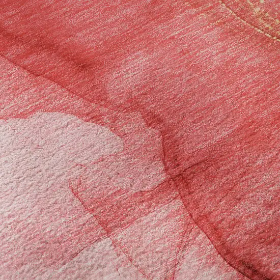 Pink And Ivory Abstract Washable Area Rug With UV Protection Photo 9