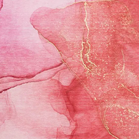 Pink And Ivory Abstract Washable Area Rug With UV Protection Photo 3