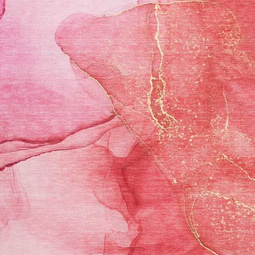 Pink And Ivory Abstract Washable Area Rug With UV Protection Photo 3