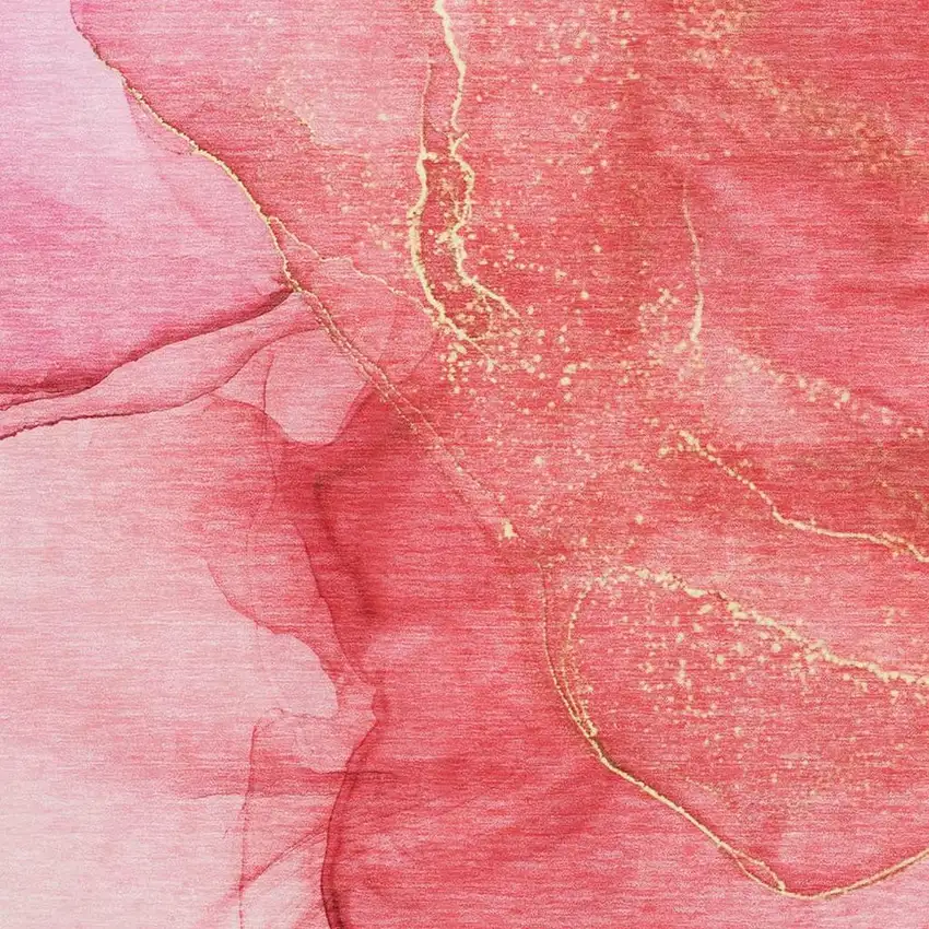 Pink And Ivory Abstract Washable Area Rug With UV Protection Photo 3