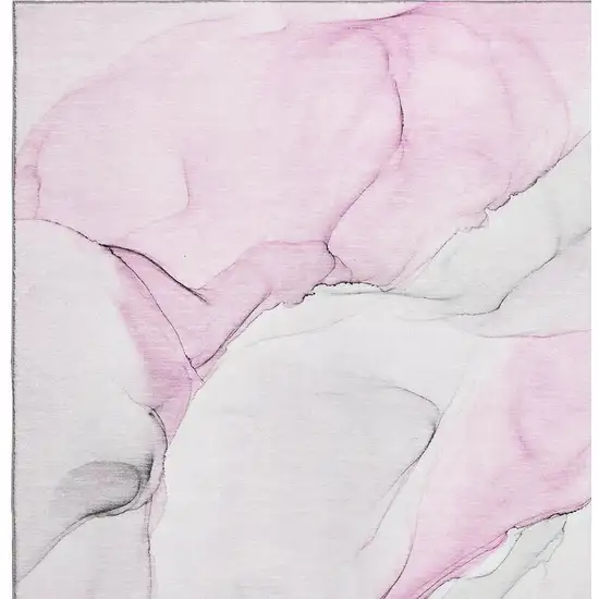 Pink And Ivory Abstract Washable Area Rug With UV Protection Photo 8